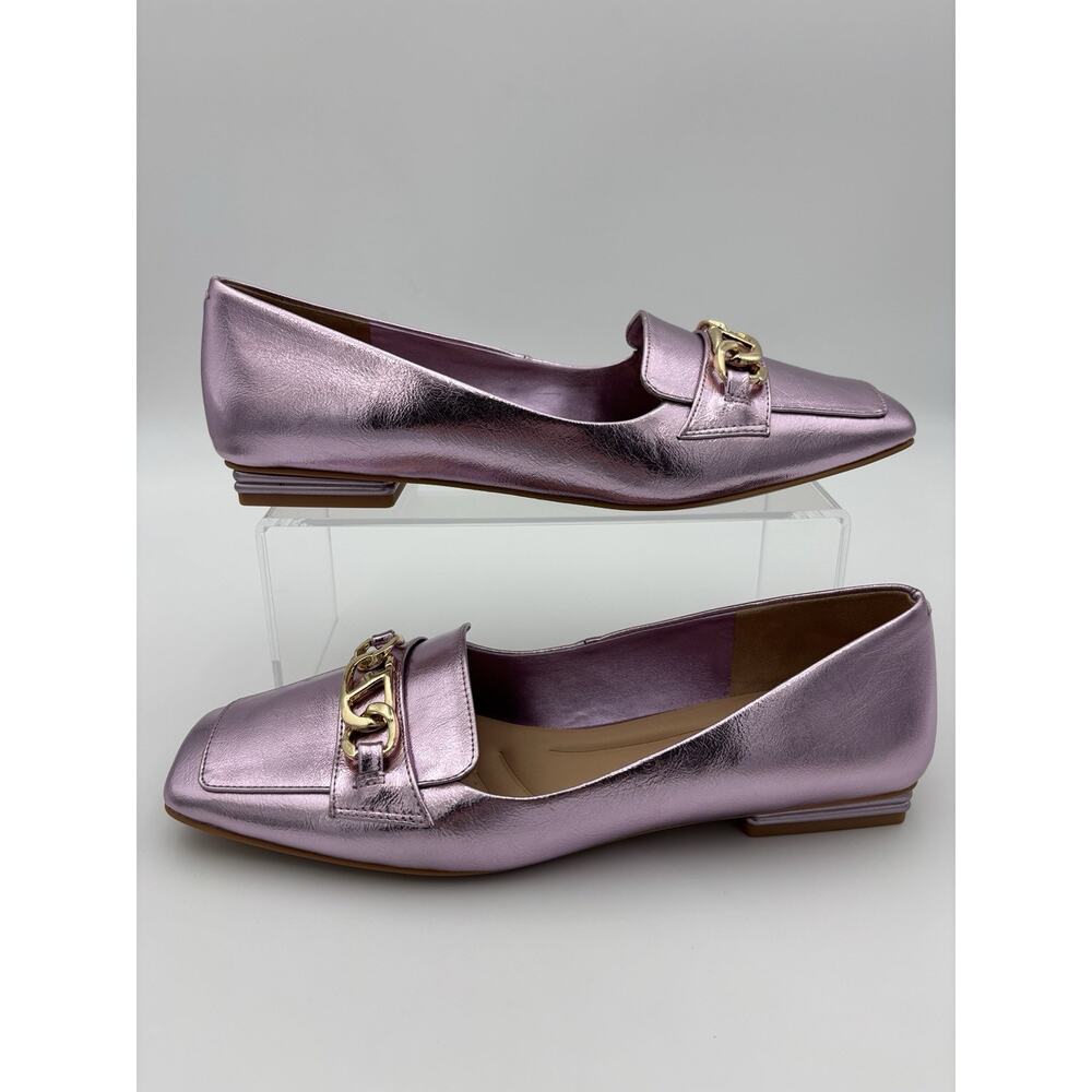 Franco Sarto Loafers Flats Pink Metallic Size 10 Chain Accent - Picture 3 of 13